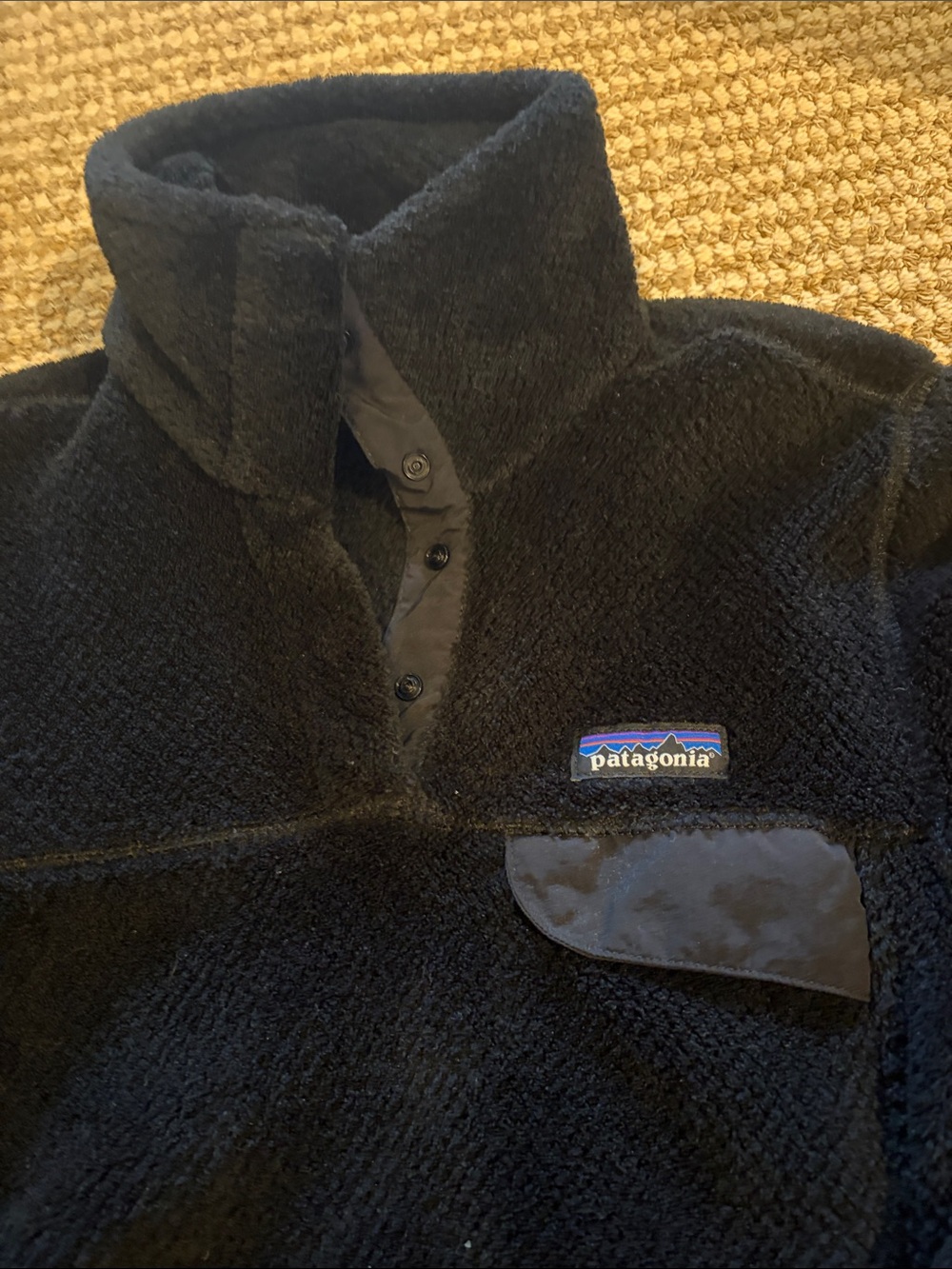 Patagonia Kids Black Fleece Snap Pullover Jacket